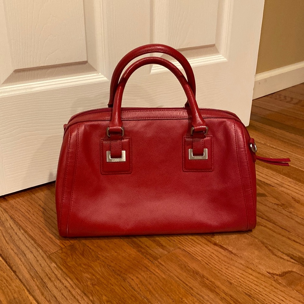 Ecco brand new red leather satchel bag with removable shoulder strap.